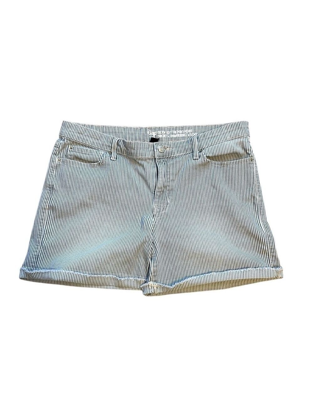 GAP Women's Striped Denim Shorts Frayed Blue & White Size 12